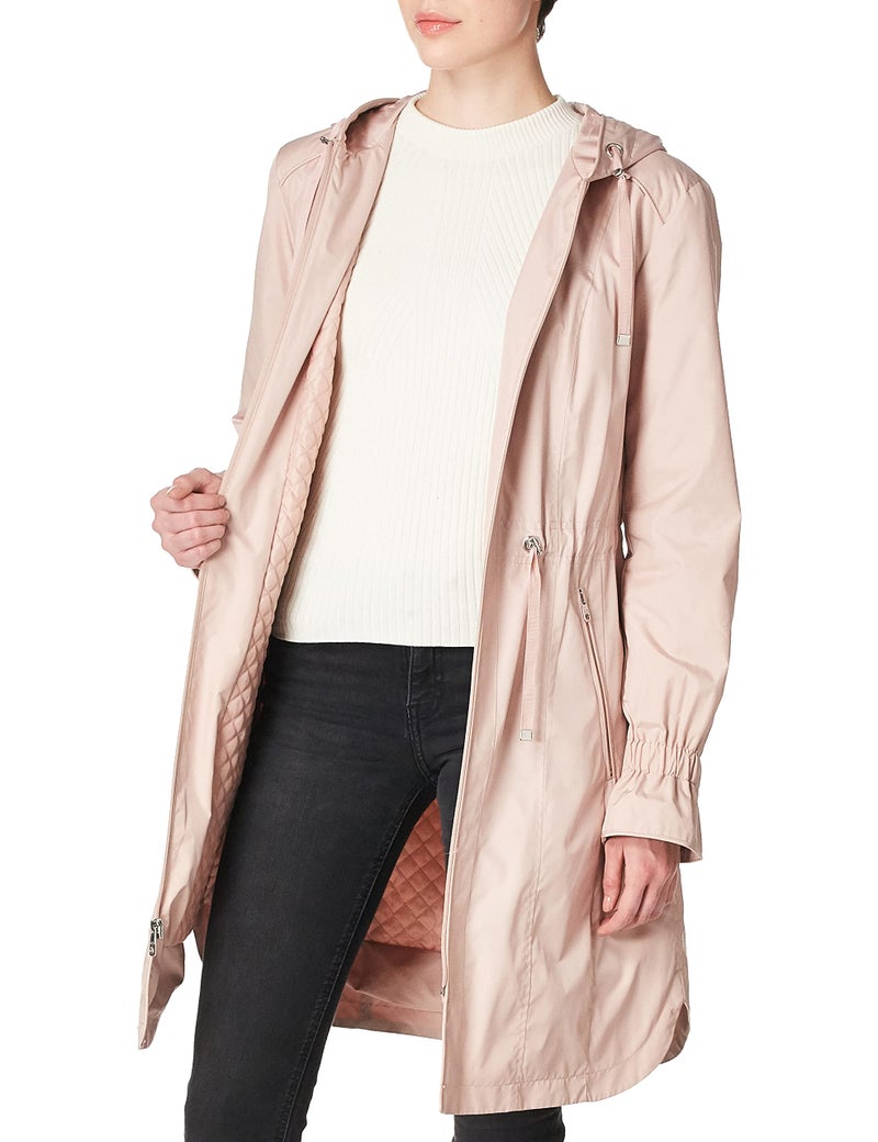 Cole Haan Women's Hooded anorack rain Coat, Canyon Rose, Medium - Image 2